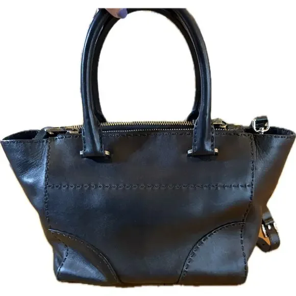 Prada Galleria Medium Satchel Tote Bag Black Double Zip Twin Pockets